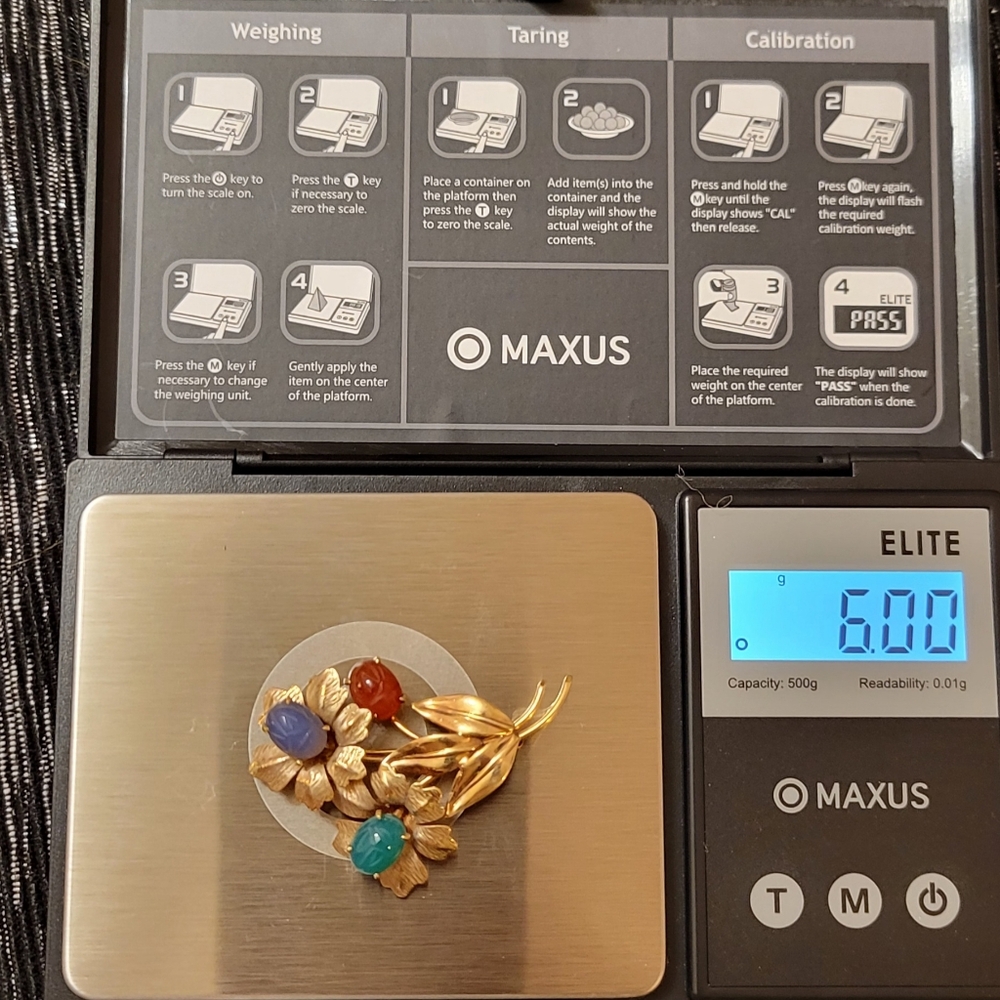 14k Yellow Gold Broch With Gemstones - Scarabs shape